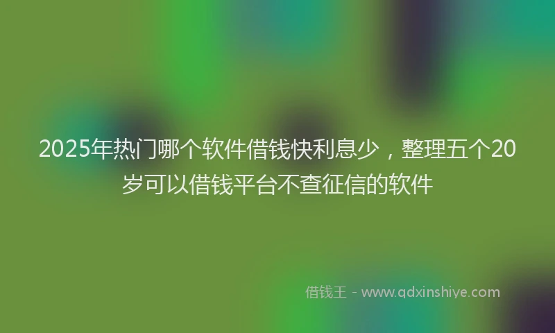 2025年热门哪个软件借钱快利息少，整理五个20岁可以借钱平台不查征信的软件