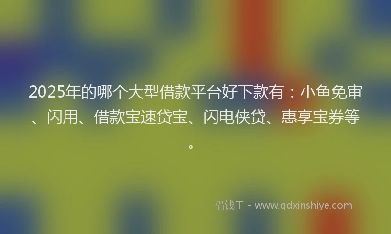 2025年的哪个大型借款平台好下款有：小鱼免审、闪用、借款宝速贷宝、闪电侠贷、惠享宝券等。
