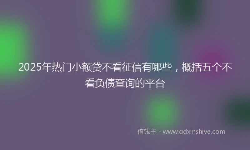 2025年热门小额贷不看征信有哪些，概括五个不看负债查询的平台