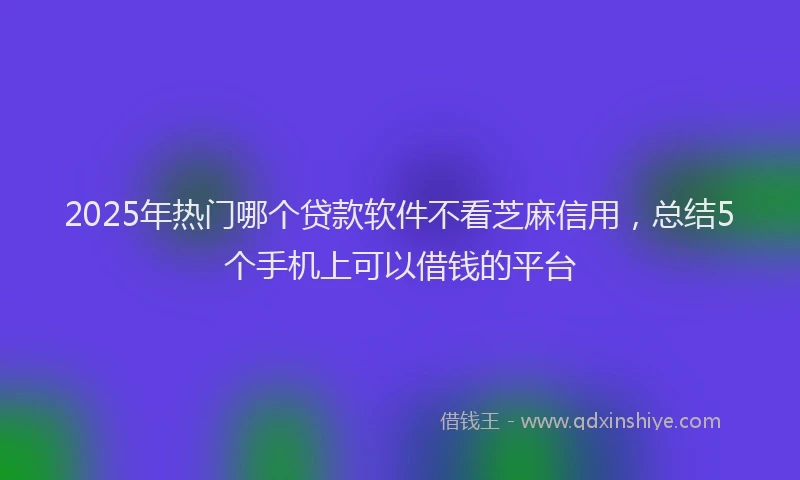 2025年热门哪个贷款软件不看芝麻信用，总结5个手机上可以借钱的平台