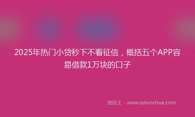 2025年热门小贷秒下不看征信，概括五个APP容易借款1万块的口子