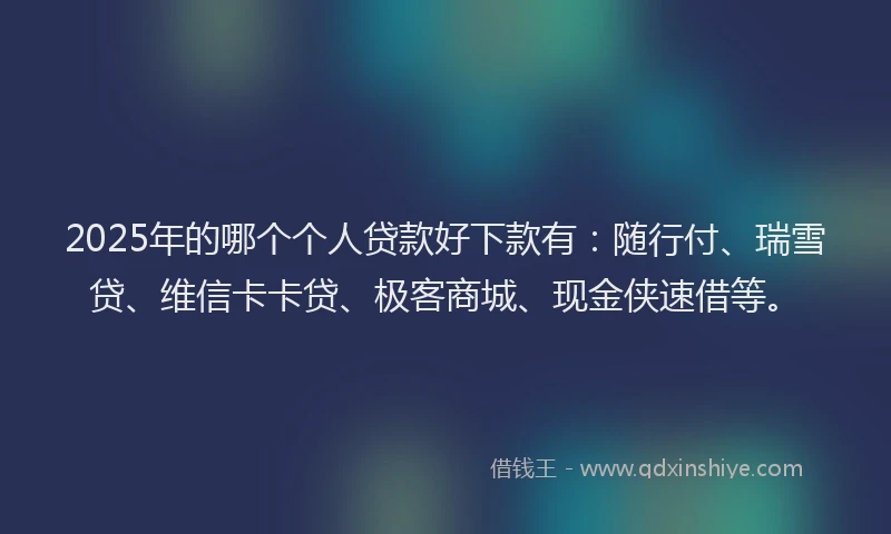 2025年的哪个个人贷款好下款有：随行付、瑞雪贷、维信卡卡贷、极客商城、现金侠速借等。
