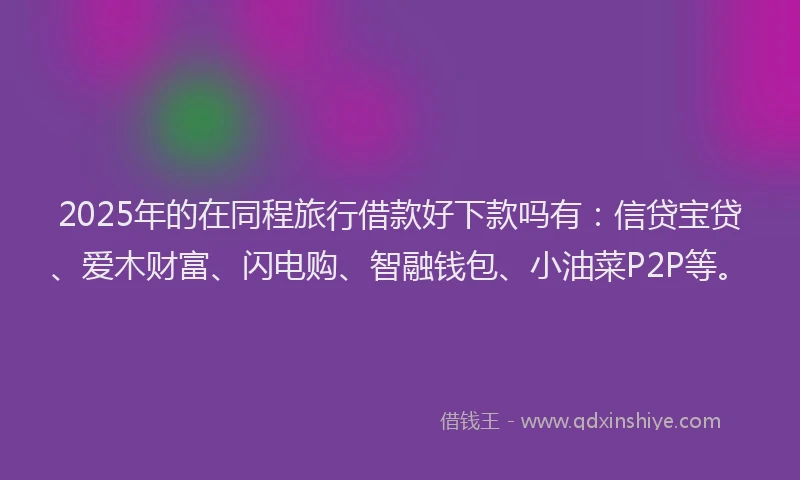 2025年的在同程旅行借款好下款吗有：信贷宝贷、爱木财富、闪电购、智融钱包、小油菜P2P等。