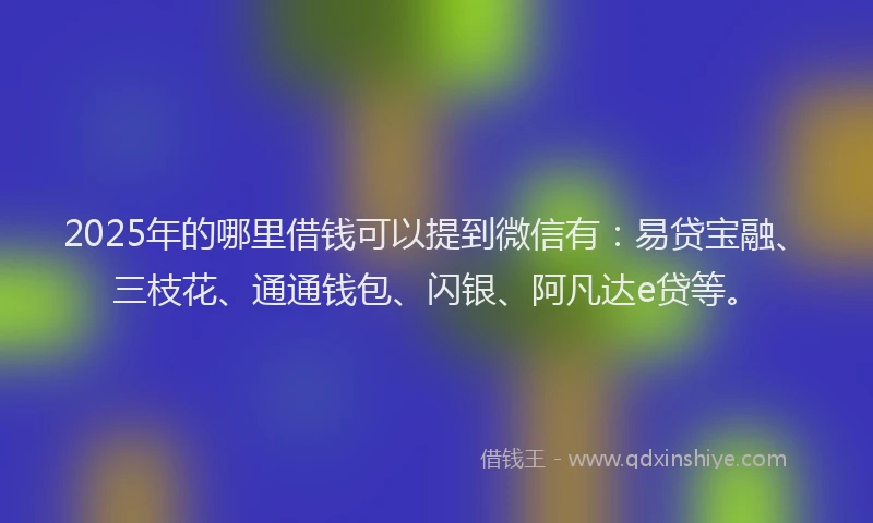 2025年的哪里借钱可以提到微信有：易贷宝融、三枝花、通通钱包、闪银、阿凡达e贷等。