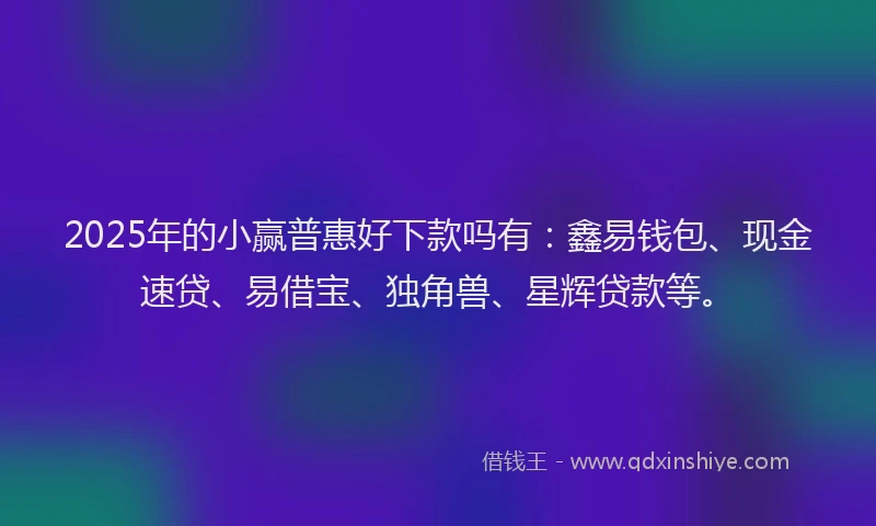 2025年的小赢普惠好下款吗有：鑫易钱包、现金速贷、易借宝、独角兽、星辉贷款等。