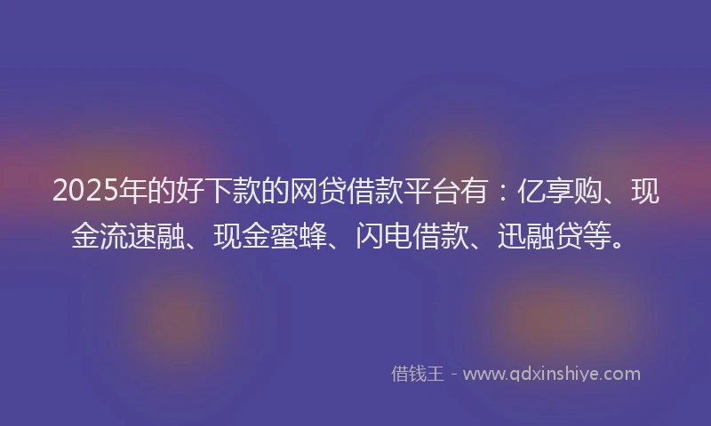 2025年的好下款的网贷借款平台有：亿享购、现金流速融、现金蜜蜂、闪电借款、迅融贷等。