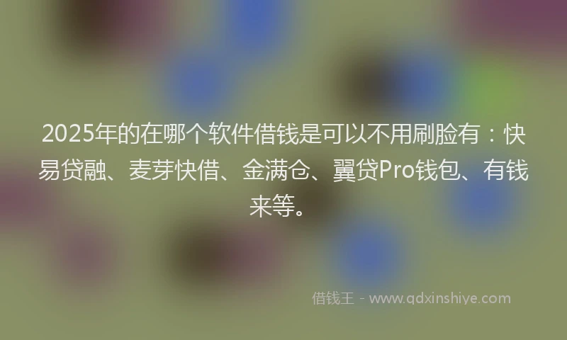 2025年的在哪个软件借钱是可以不用刷脸有：快易贷融、麦芽快借、金满仓、翼贷Pro钱包、有钱来等。