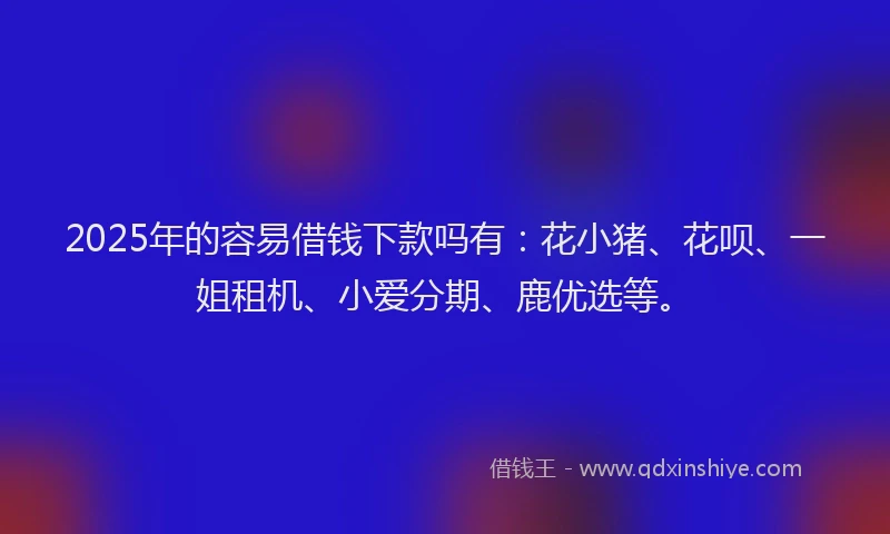 2025年的容易借钱下款吗有：花小猪、花呗、一姐租机、小爱分期、鹿优选等。