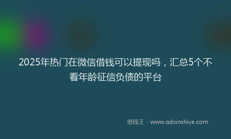2025年热门在微信借钱可以提现吗，汇总5个不看年龄征信负债的平台