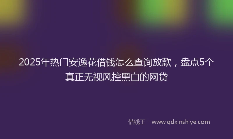 2025年热门安逸花借钱怎么查询放款，盘点5个真正无视风控黑白的网贷
