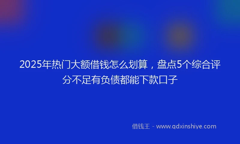 2025年热门大额借钱怎么划算，盘点5个综合评分不足有负债都能下款口子