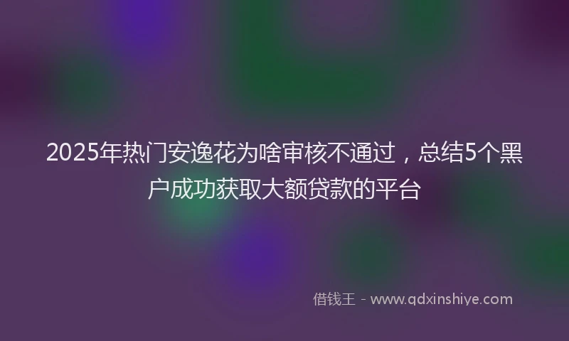 2025年热门安逸花为啥审核不通过，总结5个黑户成功获取大额贷款的平台