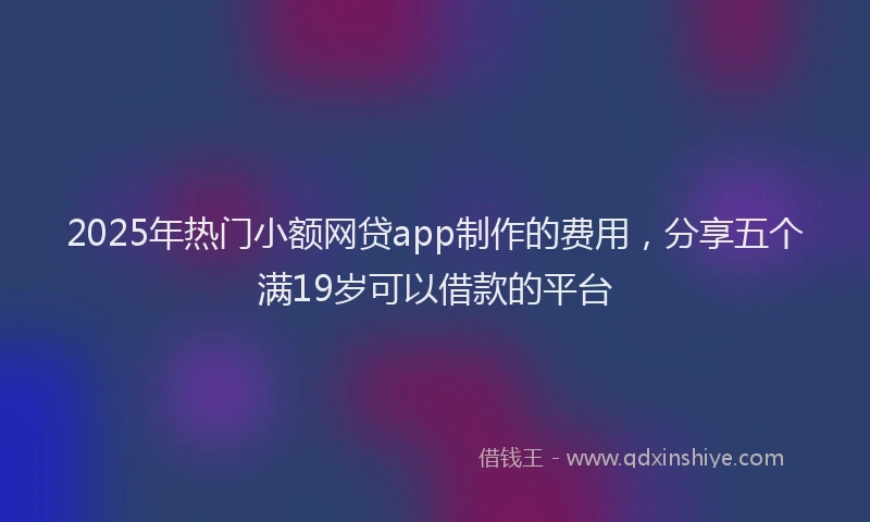 2025年热门小额网贷app制作的费用，分享五个满19岁可以借款的平台