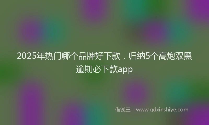 2025年热门哪个品牌好下款，归纳5个高炮双黑逾期必下款app