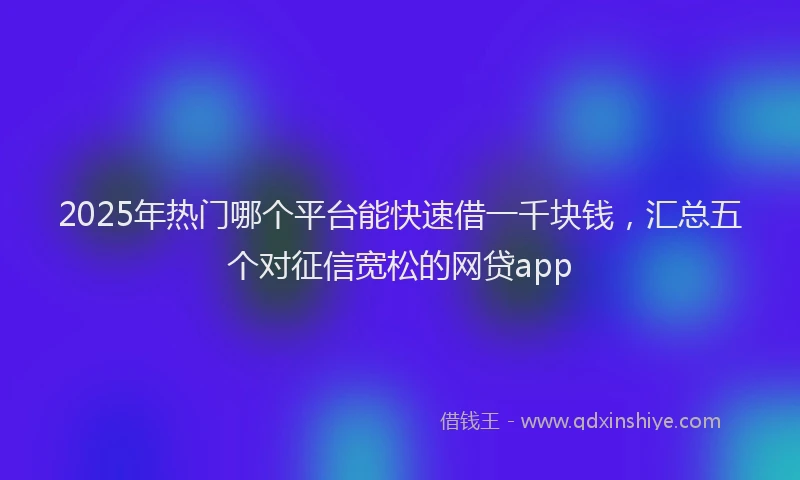 2025年热门哪个平台能快速借一千块钱，汇总五个对征信宽松的网贷app