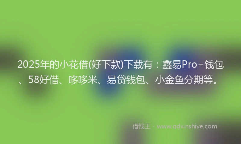 2025年的小花借(好下款)下载有：鑫易Pro+钱包、58好借、哆哆米、易贷钱包、小金鱼分期等。