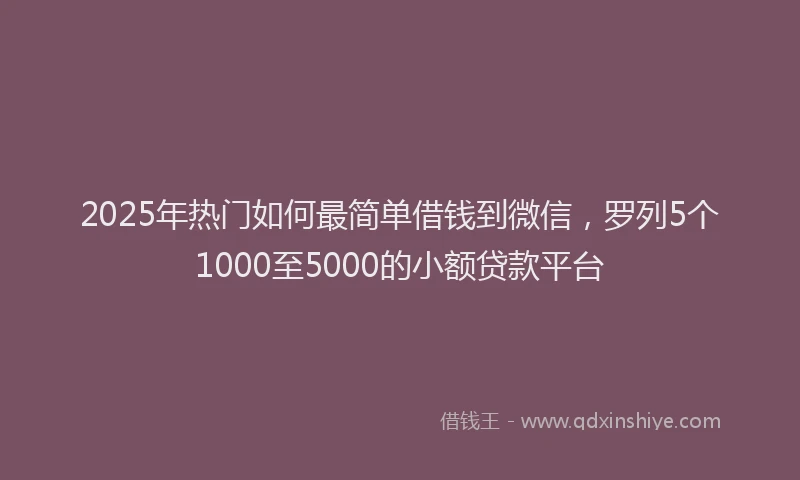 2025年热门如何最简单借钱到微信，罗列5个1000至5000的小额贷款平台