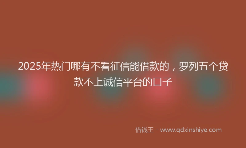 2025年热门哪有不看征信能借款的，罗列五个贷款不上诚信平台的口子
