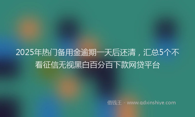 2025年热门备用金逾期一天后还清，汇总5个不看征信无视黑白百分百下款网贷平台