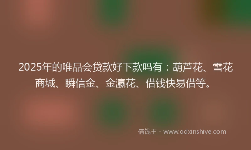 2025年的唯品会贷款好下款吗有：葫芦花、雪花商城、瞬信金、金瀛花、借钱快易借等。
