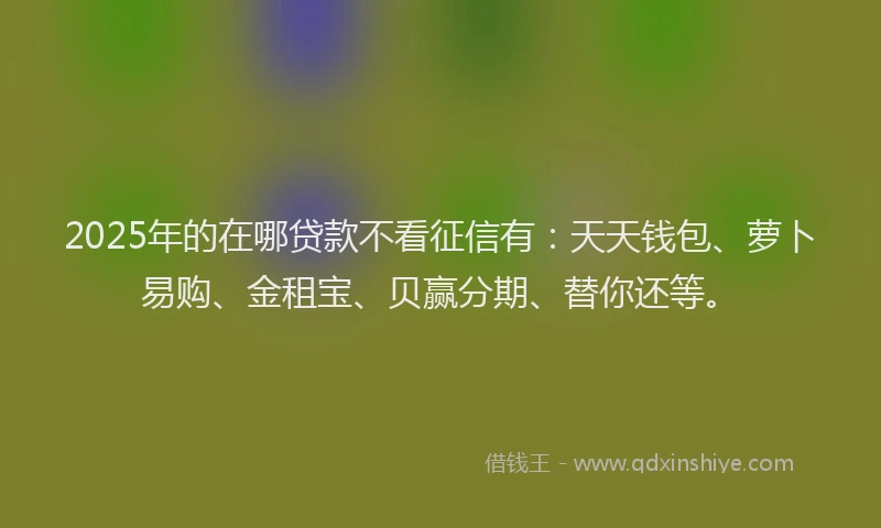 2025年的在哪贷款不看征信有：天天钱包、萝卜易购、金租宝、贝赢分期、替你还等。