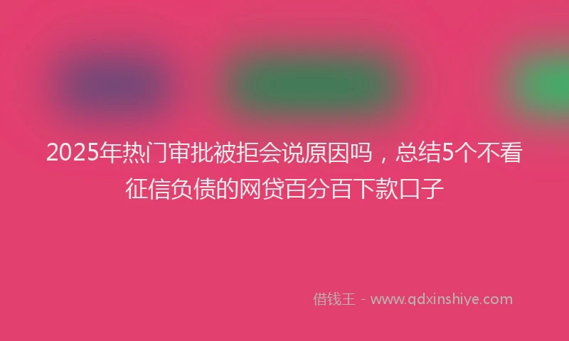 2025年热门审批被拒会说原因吗，总结5个不看征信负债的网贷百分百下款口子
