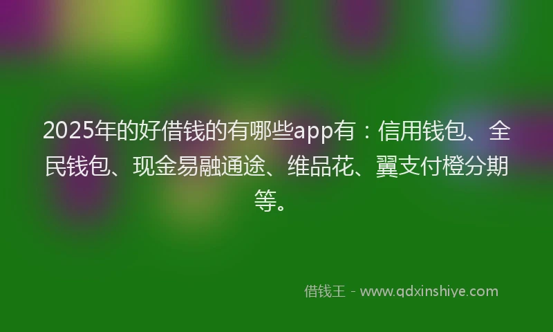 2025年的好借钱的有哪些app有：信用钱包、全民钱包、现金易融通途、维品花、翼支付橙分期等。