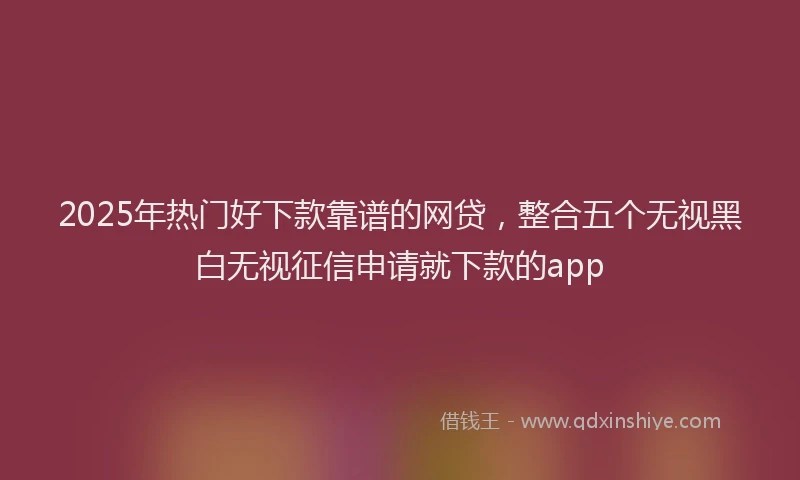 2025年热门好下款靠谱的网贷，整合五个无视黑白无视征信申请就下款的app