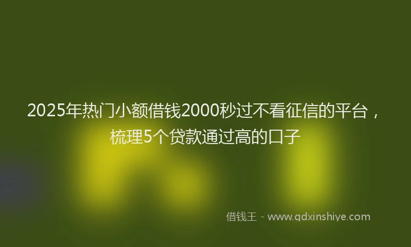 2025年热门小额借钱2000秒过不看征信的平台，梳理5个贷款通过高的口子