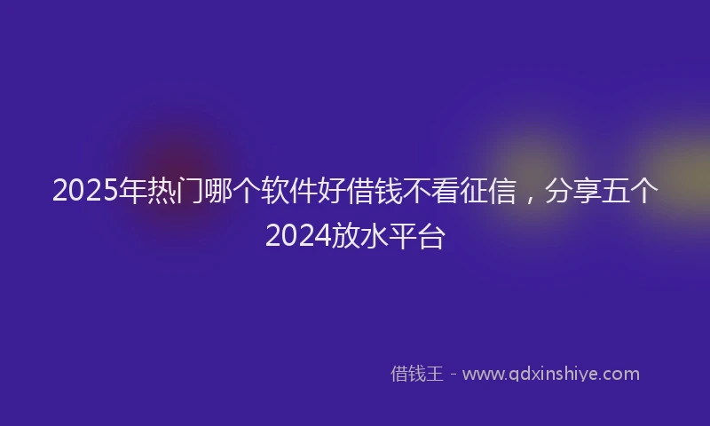 2025年热门哪个软件好借钱不看征信，分享五个2024放水平台