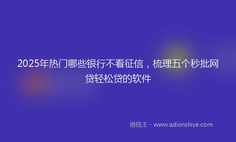 2025年热门哪些银行不看征信，梳理五个秒批网贷轻松贷的软件