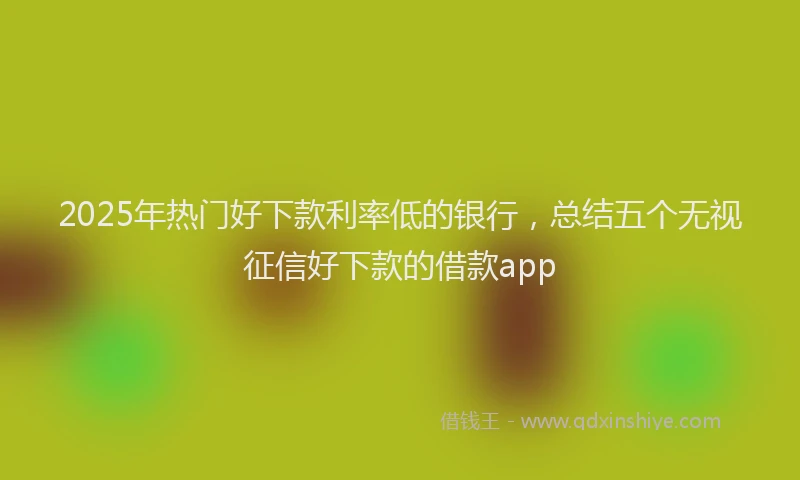 2025年热门好下款利率低的银行，总结五个无视征信好下款的借款app