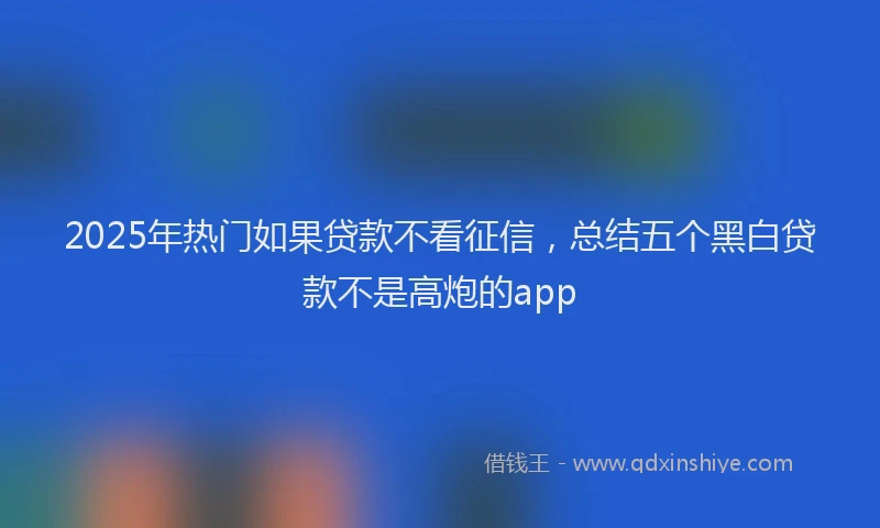 2025年热门如果贷款不看征信，总结五个黑白贷款不是高炮的app
