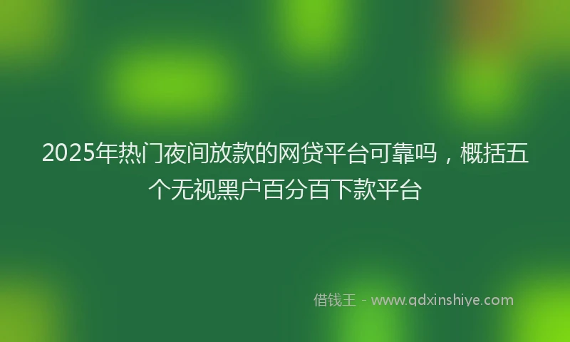 2025年热门夜间放款的网贷平台可靠吗，概括五个无视黑户百分百下款平台