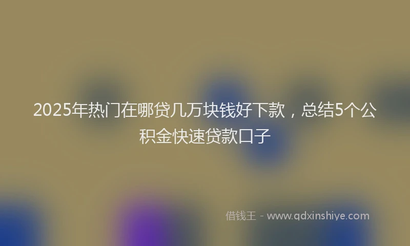2025年热门在哪贷几万块钱好下款，总结5个公积金快速贷款口子