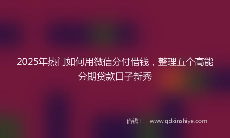 2025年热门如何用微信分付借钱，整理五个高能分期贷款口子新秀