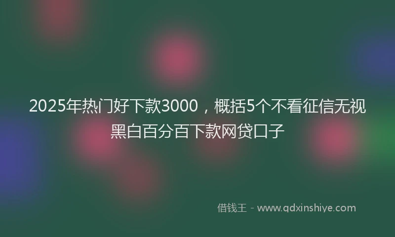 2025年热门好下款3000，概括5个不看征信无视黑白百分百下款网贷口子