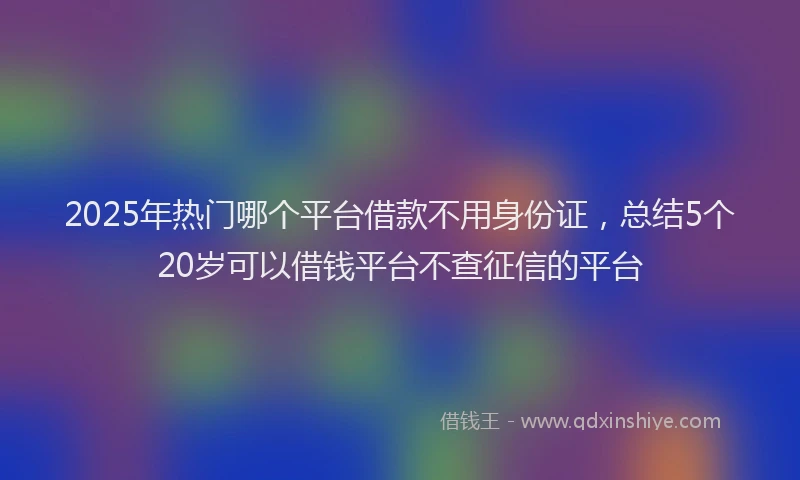 2025年热门哪个平台借款不用身份证，总结5个20岁可以借钱平台不查征信的平台