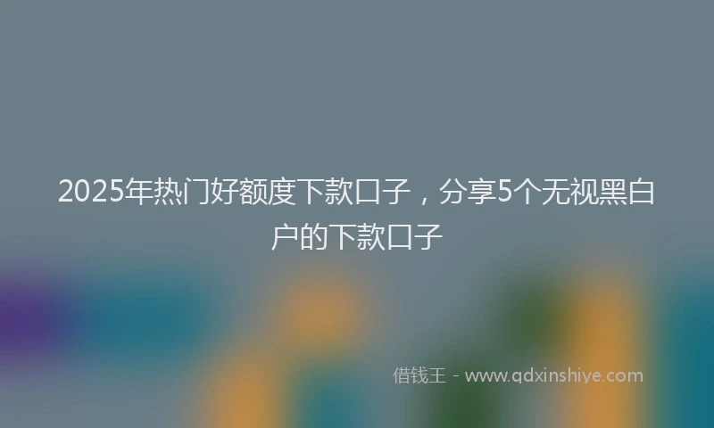 2025年热门好额度下款口子,分享5个无视黑白户的下款口子