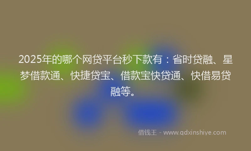 2025年的哪个网贷平台秒下款有：省时贷融、星梦借款通、快捷贷宝、借款宝快贷通、快借易贷融等。