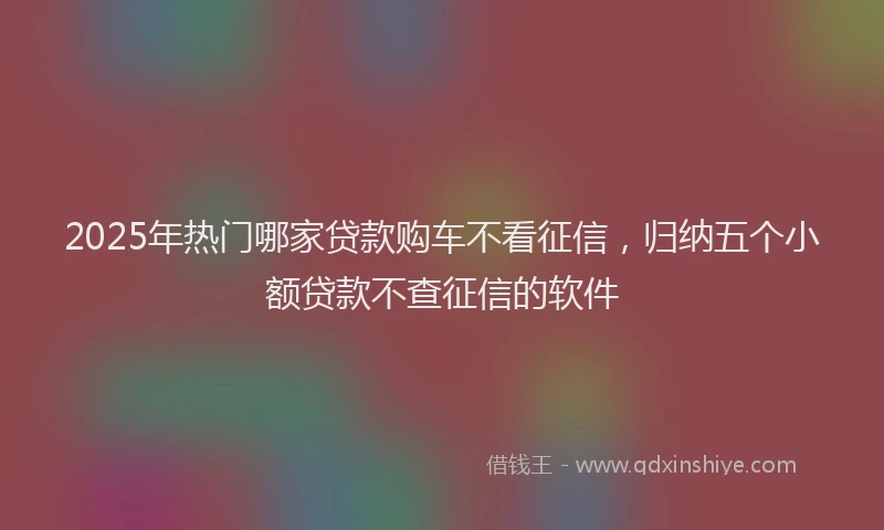 2025年热门哪家贷款购车不看征信，归纳五个小额贷款不查征信的软件