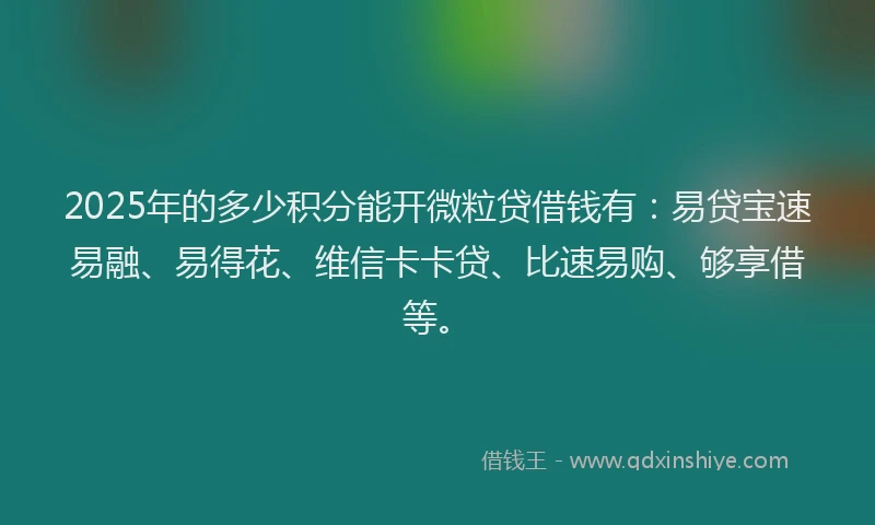 2025年的多少积分能开微粒贷借钱有：易贷宝速易融、易得花、维信卡卡贷、比速易购、够享借等。