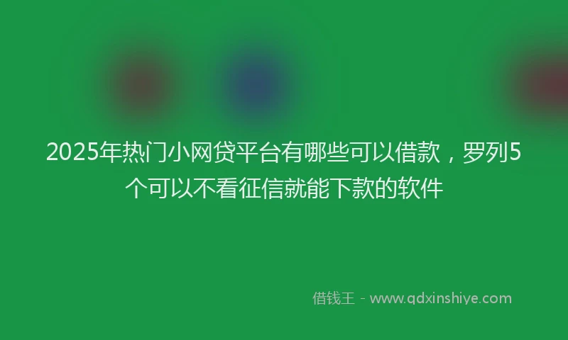 2025年热门小网贷平台有哪些可以借款,罗列5个可以不看征信就能下款的软件