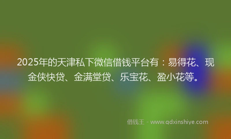 2025年的天津私下微信借钱平台有：易得花、现金侠快贷、金满堂贷、乐宝花、盈小花等。