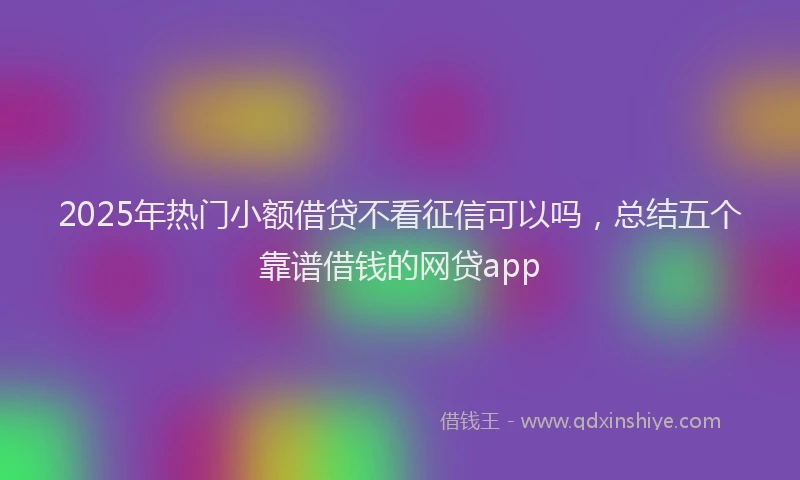 2025年热门小额借贷不看征信可以吗，总结五个靠谱借钱的网贷app