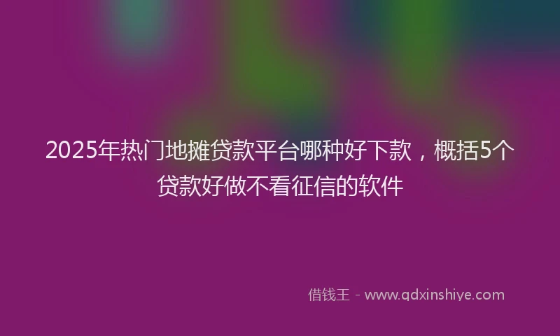 2025年热门地摊贷款平台哪种好下款，概括5个贷款好做不看征信的软件