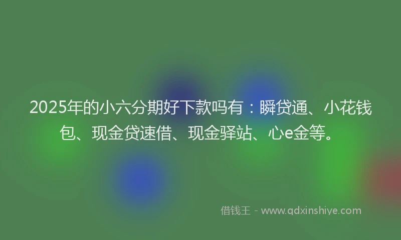 2025年的小六分期好下款吗有：瞬贷通、小花钱包、现金贷速借、现金驿站、心e金等。