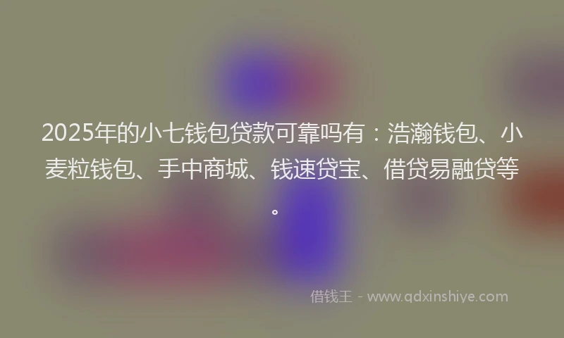 2025年的小七钱包贷款可靠吗有：浩瀚钱包、小麦粒钱包、手中商城、钱速贷宝、借贷易融贷等。
