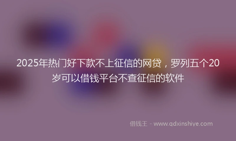 2025年热门好下款不上征信的网贷，罗列五个20岁可以借钱平台不查征信的软件