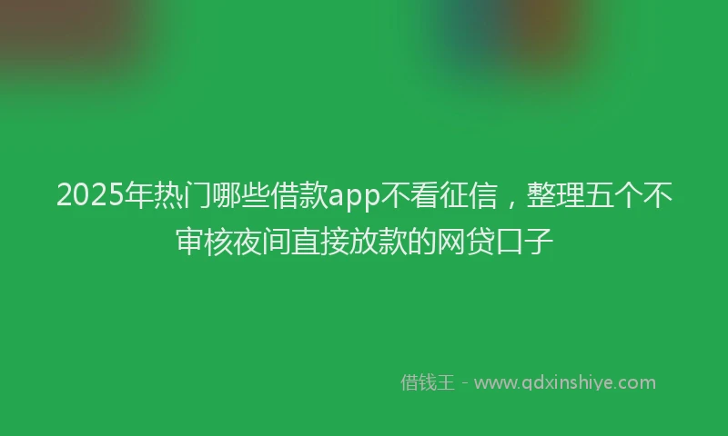 2025年热门哪些借款app不看征信，整理五个不审核夜间直接放款的网贷口子